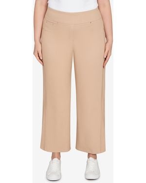 Ruby Rd. Plus Size Embroidered Stretch Pull On Pants - Natural