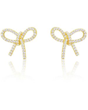 Etoile Gold Tone Bow Studs - Metallic