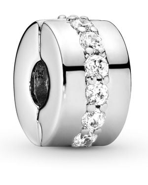 PANDORA Cubic Zirconia Sparkling Row Clip Charm - Gray