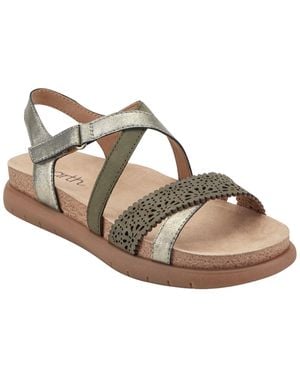 Earth Athena Strappy Footbed Flatform Sandals - Metallic