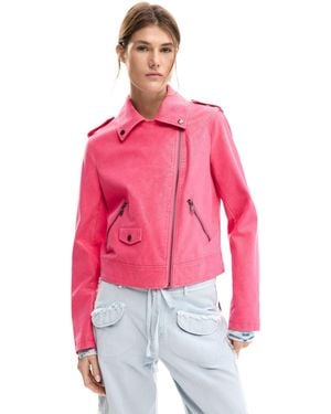 Desigual Biker Jacket Leather Effect, Polyurethane - Red