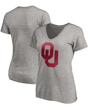 Fanatics Oklahoma Sooners Primary Logo V-neck T-shirt - Gray