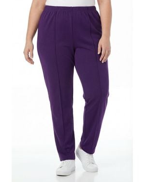 Woman Within Within Knit Hassle-free Pull-on Elastic-waist Pants - Purple