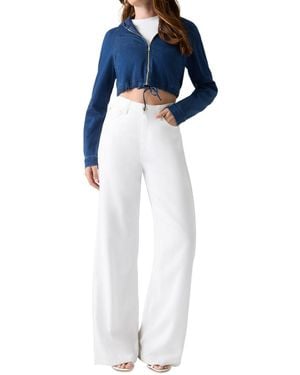 Guess Reese Cropped Denim Hoodie Jacket - Blue