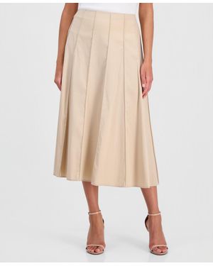 Anne Klein Petite A-line Midi Skirt - Natural