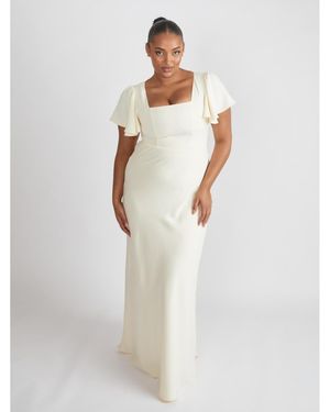 Six Stories Square Neck Crepe Bridesmaid Dress - White