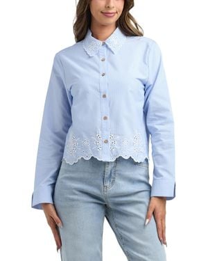 Bcx Resort Button Up Long Sleeve Shirt - Blue