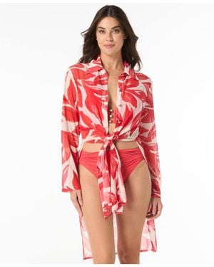 Carmen Marc Valvo Printed Convertible Shirt - Red