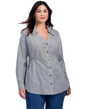 Avenue Ray Stripe Poplin Shirt - Gray