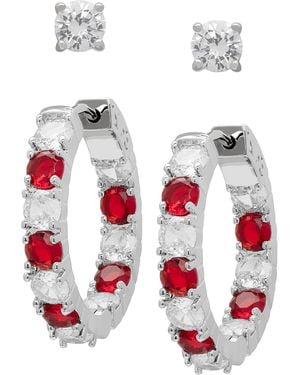 Macy's Lab-grown Ruby And Lab-grown Sapphire Stud Earrings (4.9 Ct. T.w. - White