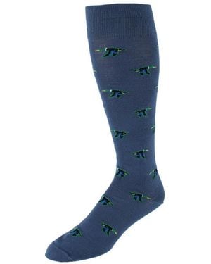 Trafalgar Flying South Mallard Ducks Novelty Merino Wool Over The Calf Socks (1 Pair) - Blue
