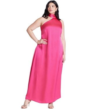 Eloquii Scarf Neck Maxi Dress - Pink