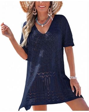 CUPSHE Laguna Escape Beige Cover-up Mini Beach Dress - Blue