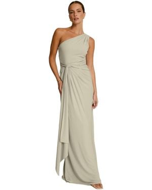 Six Stories One Shoulder Drape Stretch Bridesmaid Dress - Natural