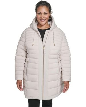 Tommy Hilfiger Plus Size Hooded Packable Puffer Coat - Gray