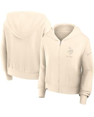 Nike Minnesota Vikings Glory Cropped Full-zip Hoodie - Natural
