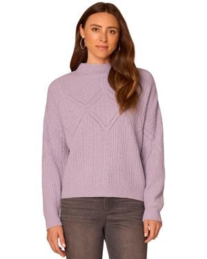 Democracy Cable-knit Mock-neck Pullover - Purple