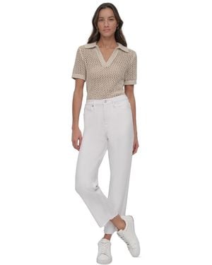 DKNY High-rise Classic Straight-leg Raw-hem Jeans - White