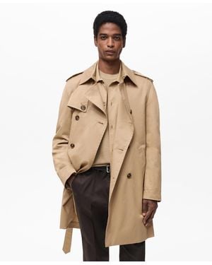 Mango Water-repellent Belted Trench Coat - Natural