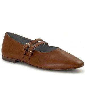Menina Step Amelie Double Strap Mary Jane Flat - Brown