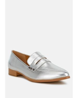 Rag & Co Potania Penny Strap Metallic Loafers - White