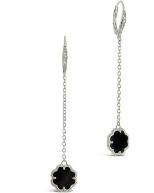 Sterling Forever Rose Petal Long Drop Earrings - White