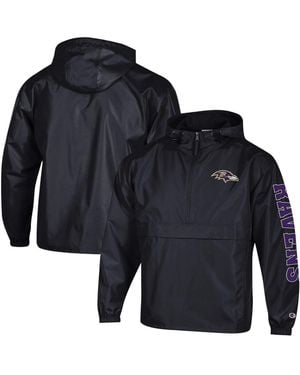 Champion Philadelphia Eagles Packable Hooded Windbreaker Half-zip Jacket - Blue