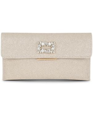 Badgley Mischka Woman's Sarah Slim Envelope Clutch With Brooch - Natural