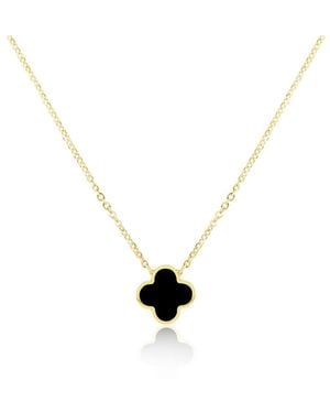 The Lovery Small Onyx Single Clover Necklace 14k Yellow Gold - Metallic