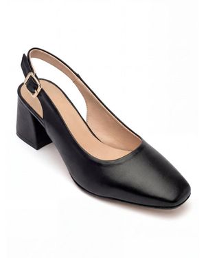 Menina Step Pia Leather Slingback Pump - Black