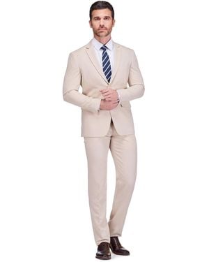 Gino Vitale 2 Piece 4 Way Stretch Notch Lapel Slim Fit Suit - White
