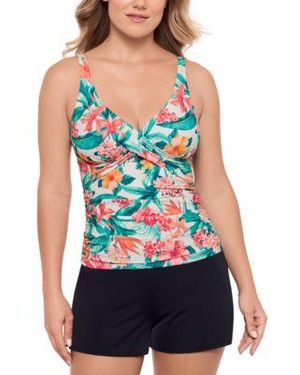 Swim Solutions Printed Tankini Swim Shorts Exclusively At Macys - Blue