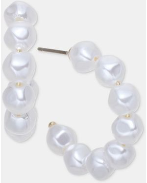 On 34th Small Imitation Pearl C-hoop Earrings - White