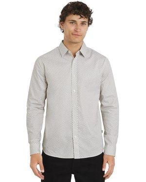 DKNY Chancey Stretch Cotton Poplin Shirt - Gray