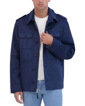 Robert Graham Faux Suede Utility Overshirt Jacket - Blue