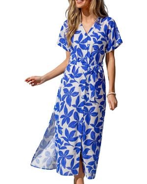 CUPSHE Eureka Tropical Maxi Beach Dress - Blue