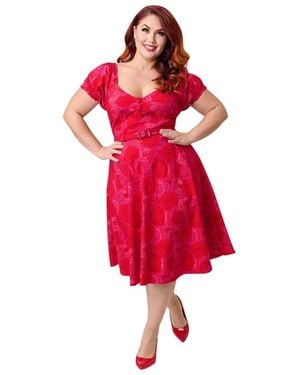 Unique Vintage Plus Size Ohara Swing Dress - Red