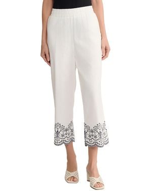 Jones New York Petite Mid-rise Straight Fit Embroidered Cropped Pants - Gray