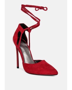 Rag & Co Rule-breaker Lace Up Stiletto Sandals - Red