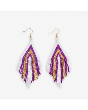 INK+ALLOY Haley Game Day Beaded Fringe Earrings - Pink