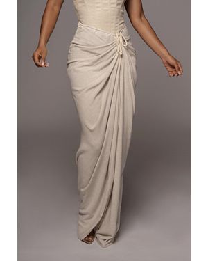 JLUXLABEL Noelia Linen Slit Skirt - White