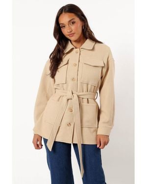 Petal & Pup Arlow Tie Front Shacket - Natural
