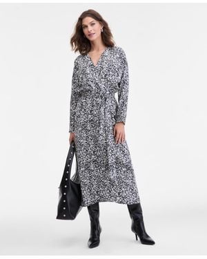 INC International Concepts Dolman-sleeve Surplice-neck Dress - Gray