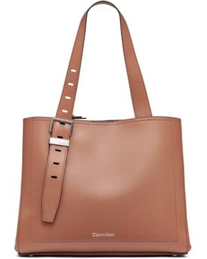 Calvin Klein Lowen Triple Compartment Adjustable Tote Bag - Brown