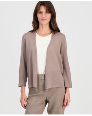 Kasper Open-front A-line Cardigan - Gray