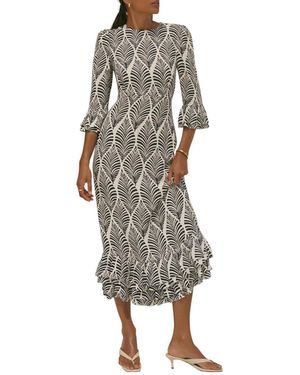 Mint Velvet Printed Tiered-ruffle Rayon Midi Dress - Gray