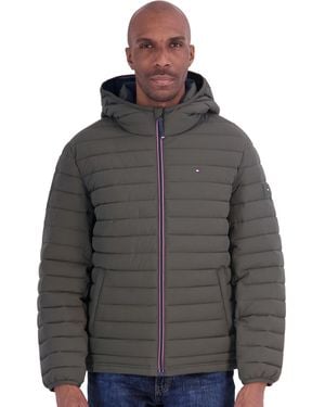 Tommy Hilfiger Stretch Hooded Packable Jacket - Gray