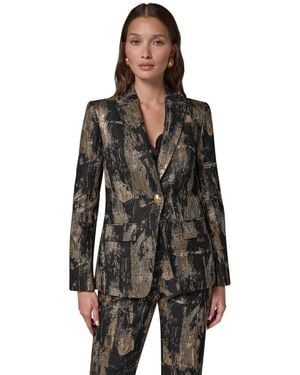 Donna Karan Brushstroke Peak-lapel Statement Shoulder-pad Blazer - Black