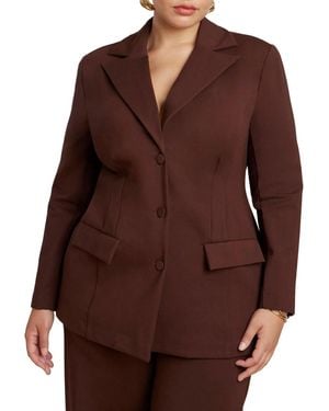 Eloquii The Ultimate Nipped Waist Blazer - Brown