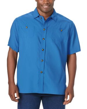 Kingsize Big & Tall Short-sleeve Pocket Sport Shirt - Blue
